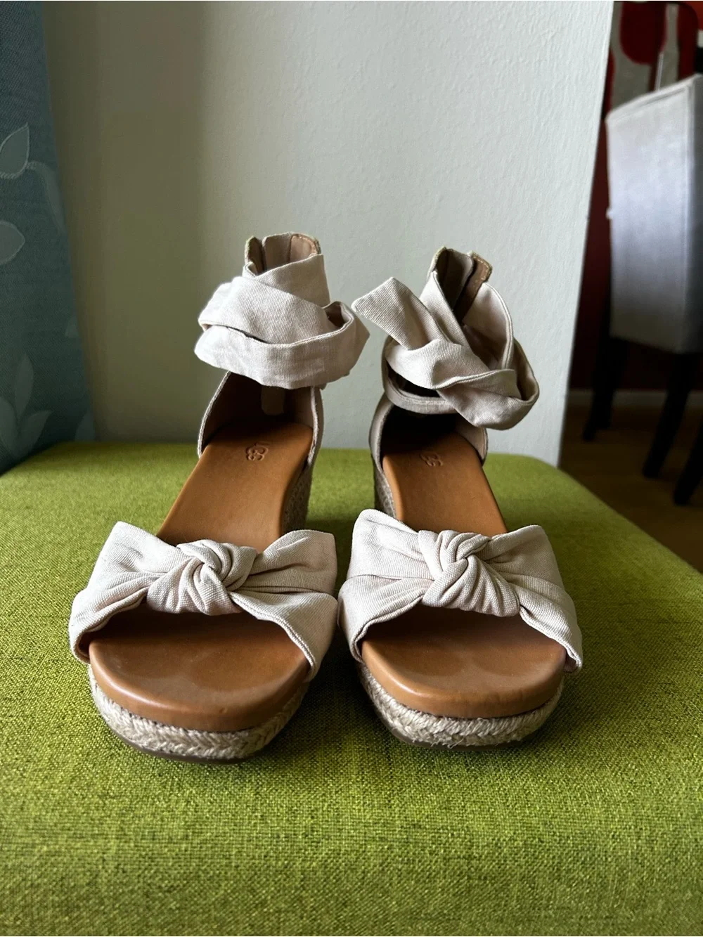 UGG Beige Knot Espadrille Wedge Sandals